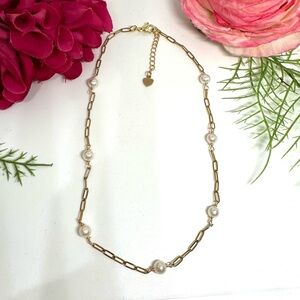 NEW⚜️Freshwater Pearl & Chain Hand Wired Necklace